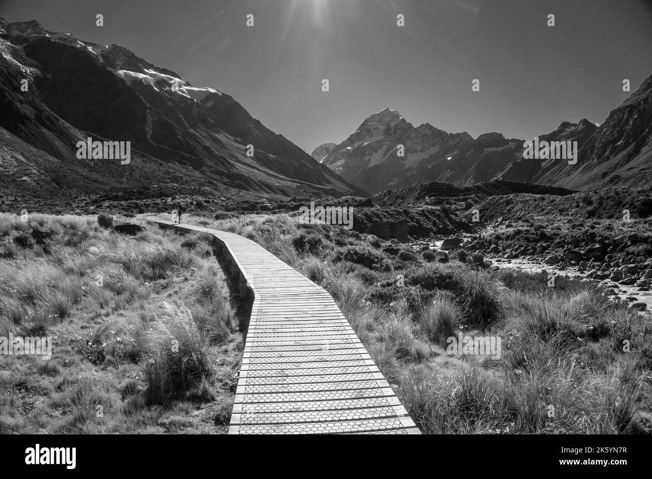 Mount Tasman Valleys, Aoraki Mt Cook Nationalpark Südliche Alpen Berg Südinsel Neuseeland Stockfoto