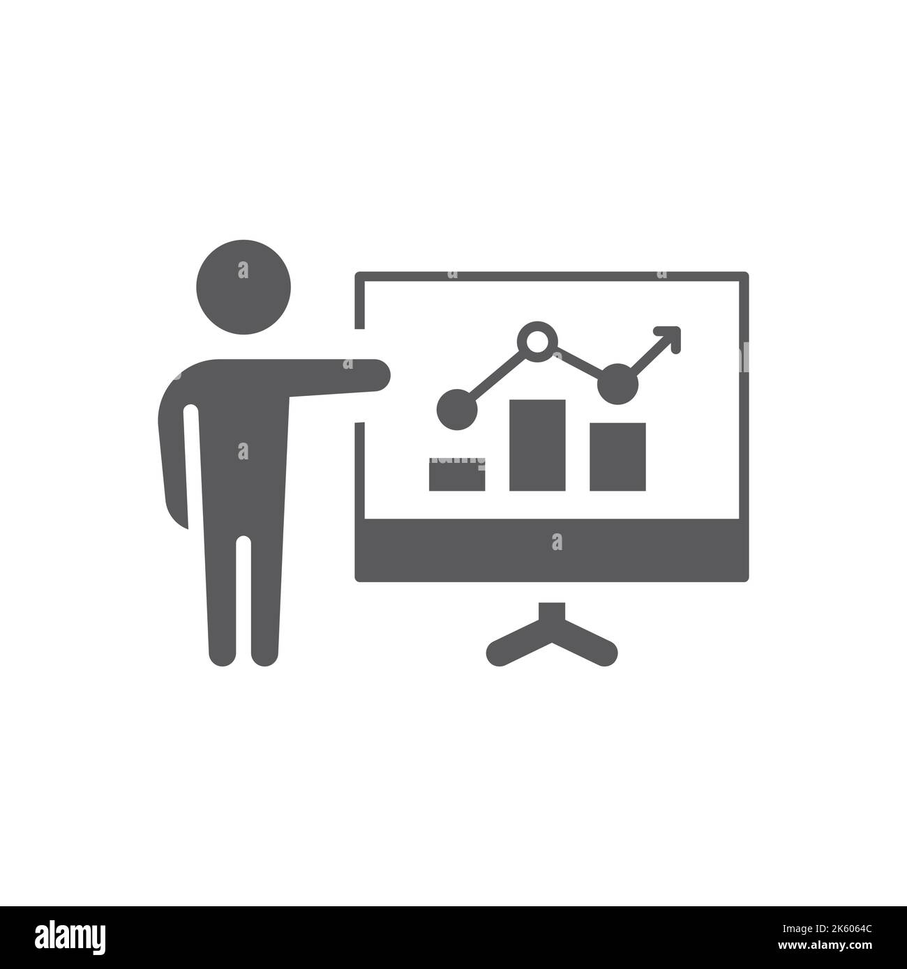 Symbol für das Finanzbericht-Board. Geschäftsmann Sprecher und Präsentation, Datenanalyse gefüllt Symbol. Stock Vektor