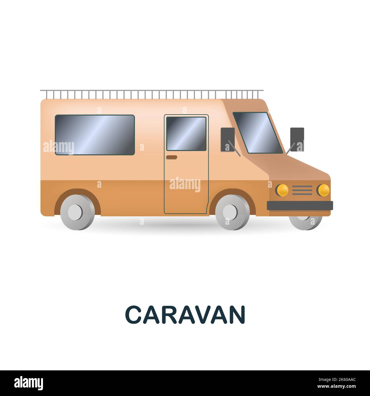 Caravan-Symbol. 3D Illustration aus der Outdoor-Freizeitkollektion. Creative Caravan 3D Icon für Webdesign, Templates, Infografiken und mehr Stock Vektor