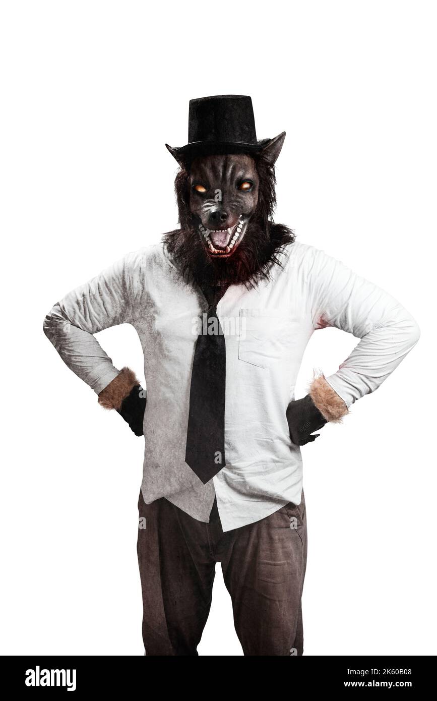 Werwolf isoliert auf weißem Hintergrund Stockfoto
