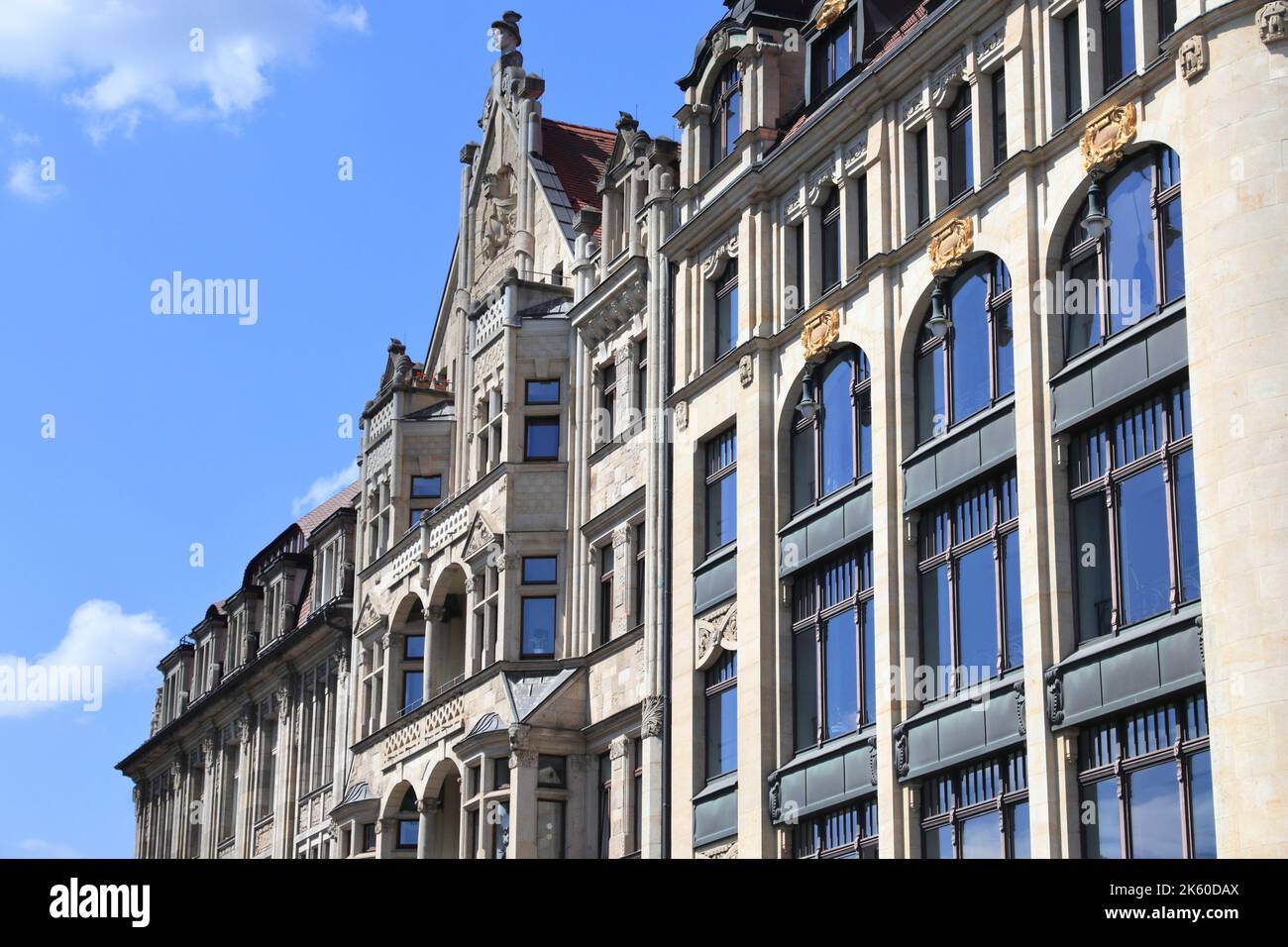 Wahrzeichen der Stadt Leipzig, Deutschland. Jugendstil-Architektur im Stadtteil Innenstadt. Stockfoto