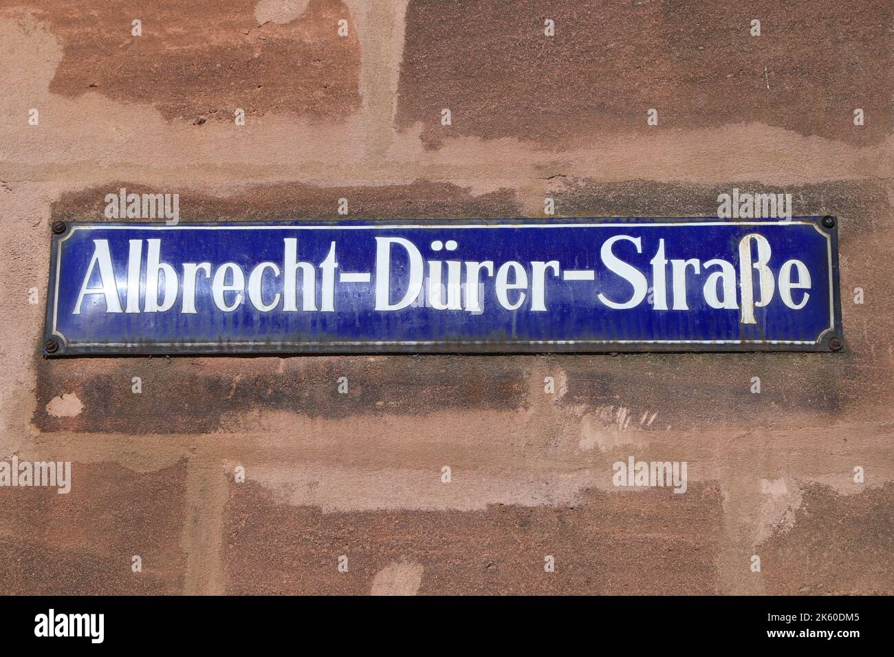 Nürnberg, Deutschland. Schild mit Straßennamen Albrecht Dürer Straße