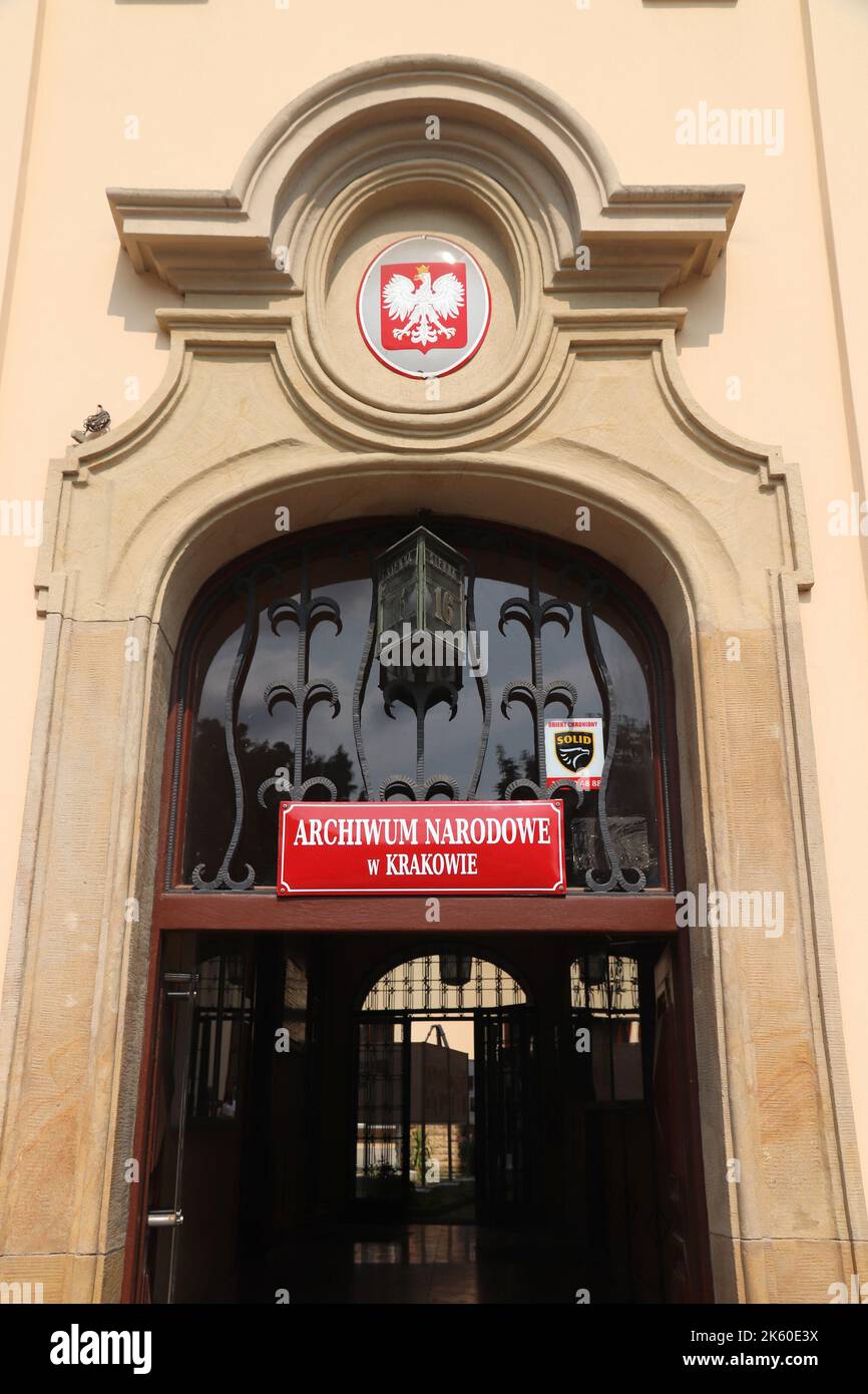 KRAKAU, POLEN - 28. AUGUST 2018: Archiwum Narodowe (Nationalarchiv) in Krakau, Polen. Stockfoto