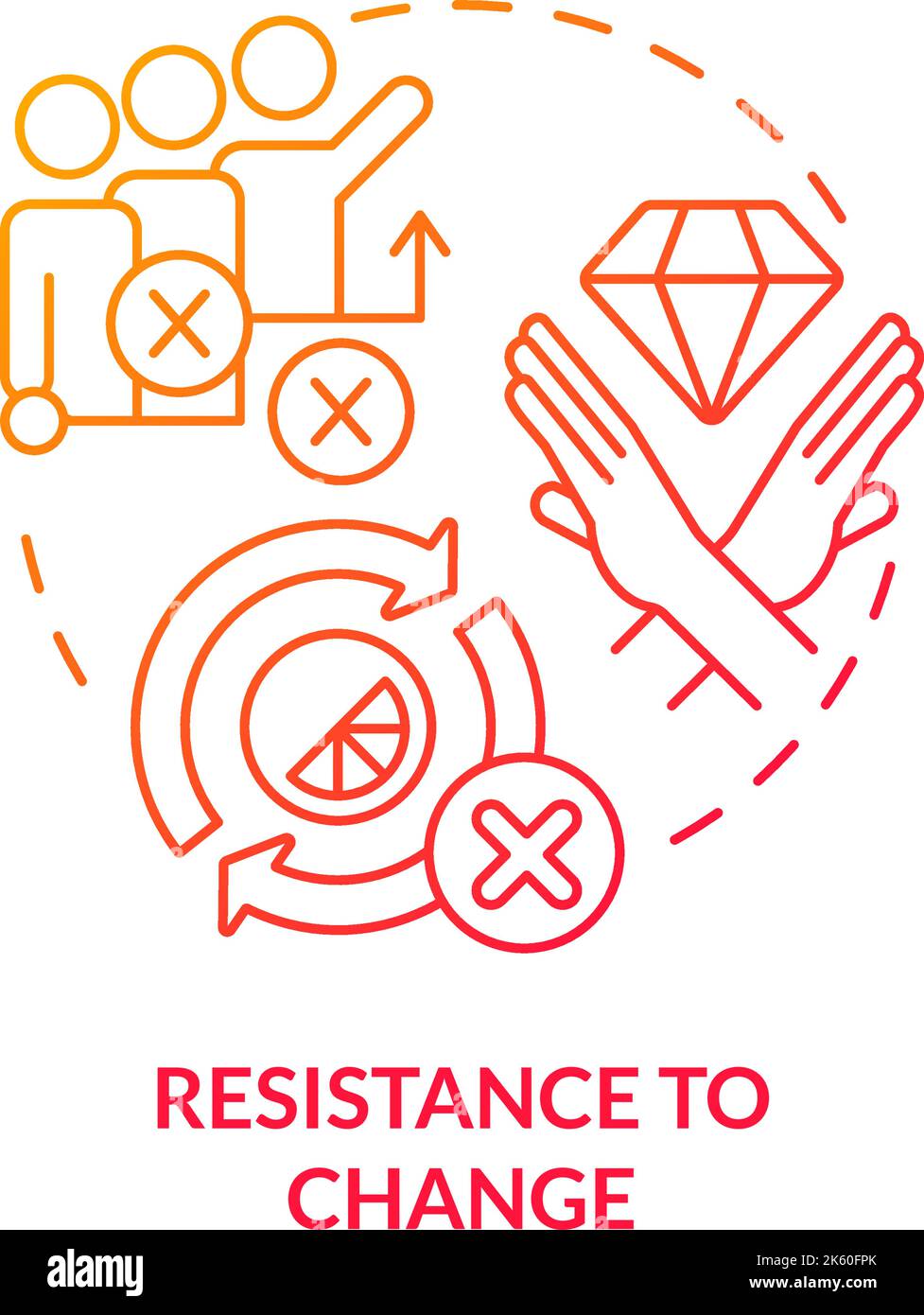 Symbol „Widerstand gegen Änderung des roten Gradientenkonzepts“ Stock Vektor