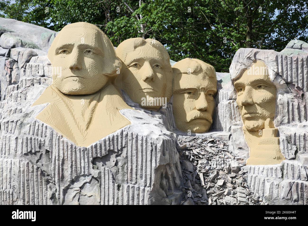 Billund, Dänemark - 26. Mai 2014: Mount Rushmore im Legoland Resort in Billund, Dänemark Stockfoto