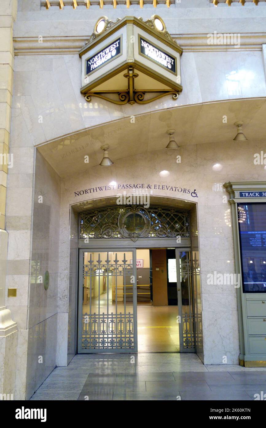 Eintritt zur Bahnlinie der Northwest Passage in der Grand Central Station. NEW YORK Stockfoto