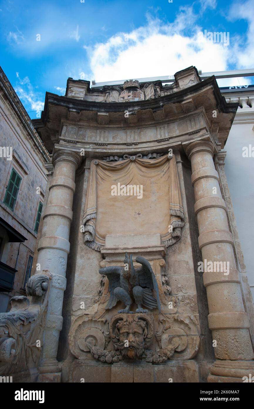 La Valletta, Kulturhauptstadt 2018, St. George Square, Statue, Malta Island, Mittelmeer, Europa Stockfoto