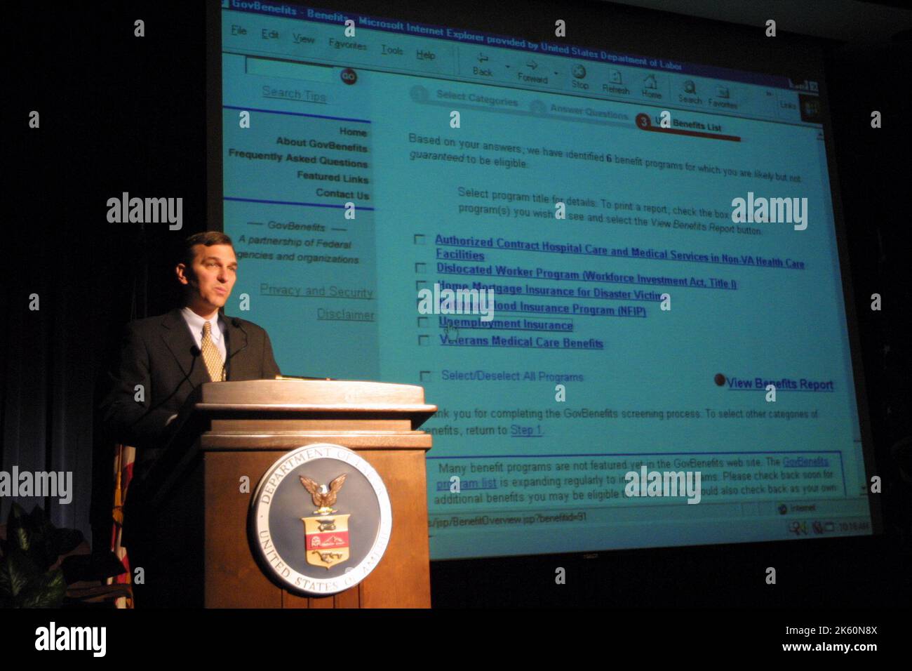 Office of the Assistant Secretary for Administration and Management - Rollout der E-Benefits-Website von E-Government Stockfoto