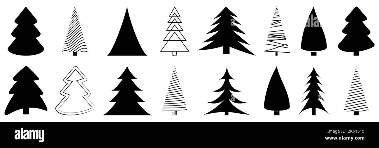 Weihnachtsbaum-Ikonen. Weihnachtssymbole. Vektorgrafik Stock Vektor