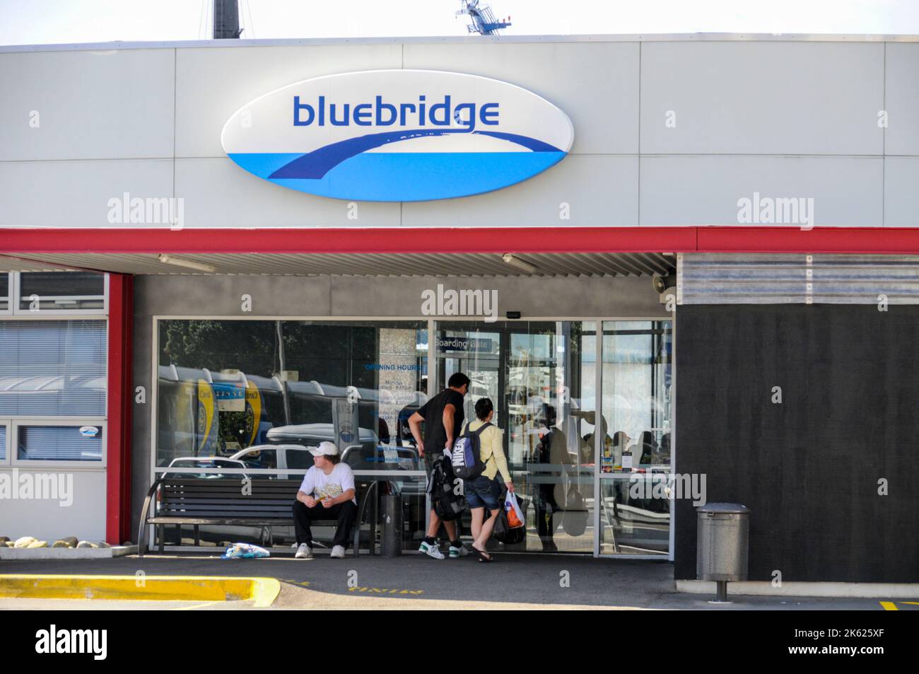 Bluebridge Auto-/Passagierfähre Terminal in Wellington auf der Nordinsel Neuseelands. Es ist auch der Wellington Interislander Terminal mit Fähre CO Stockfoto