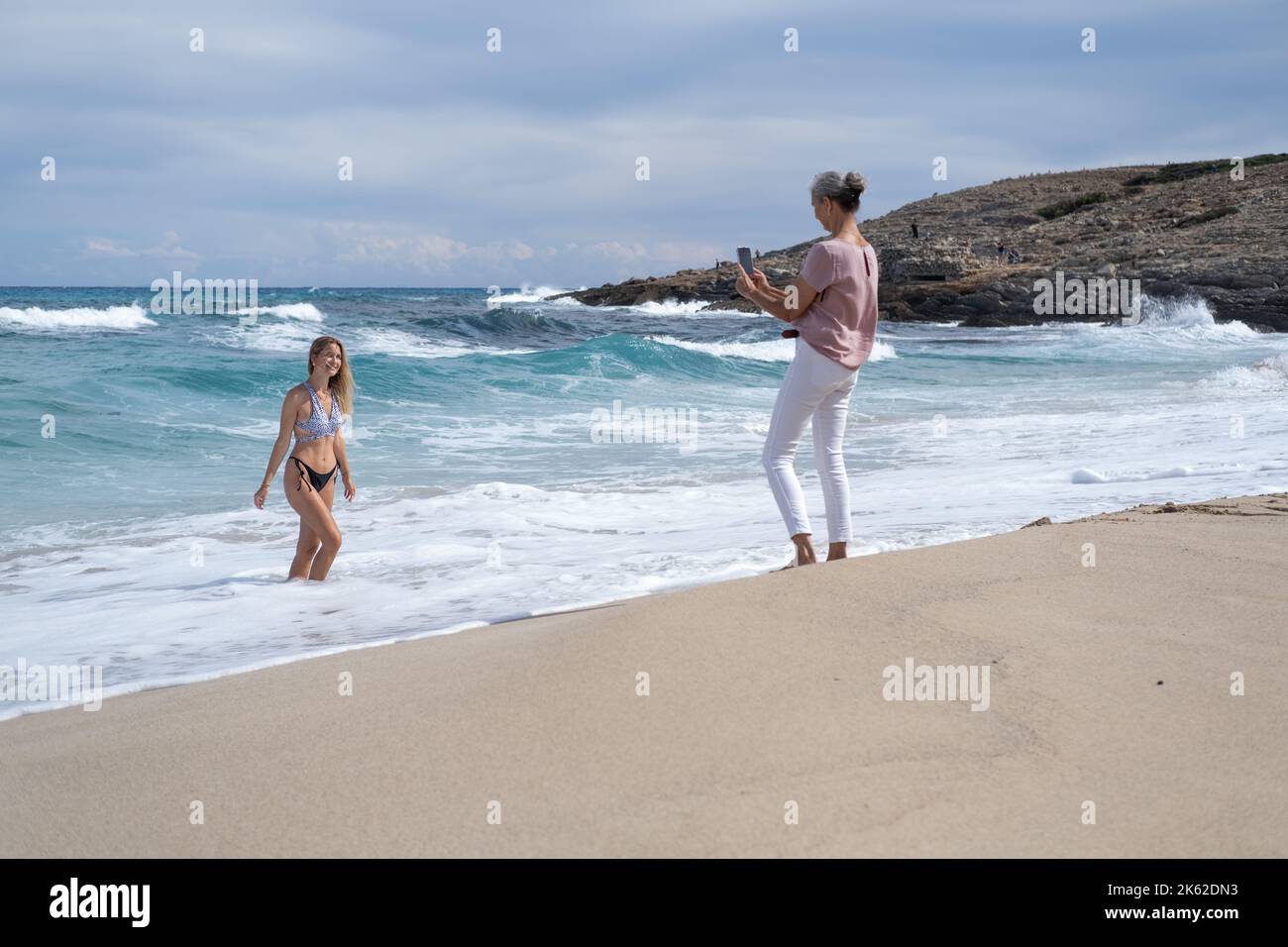 Der Strand von Cala Mesquida, Mallorca, Spanien. Stockfoto