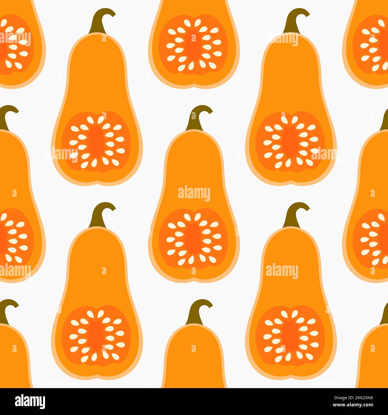 Butternut Squash Food nahtloses Muster. Vektorgrafik. Stock Vektor