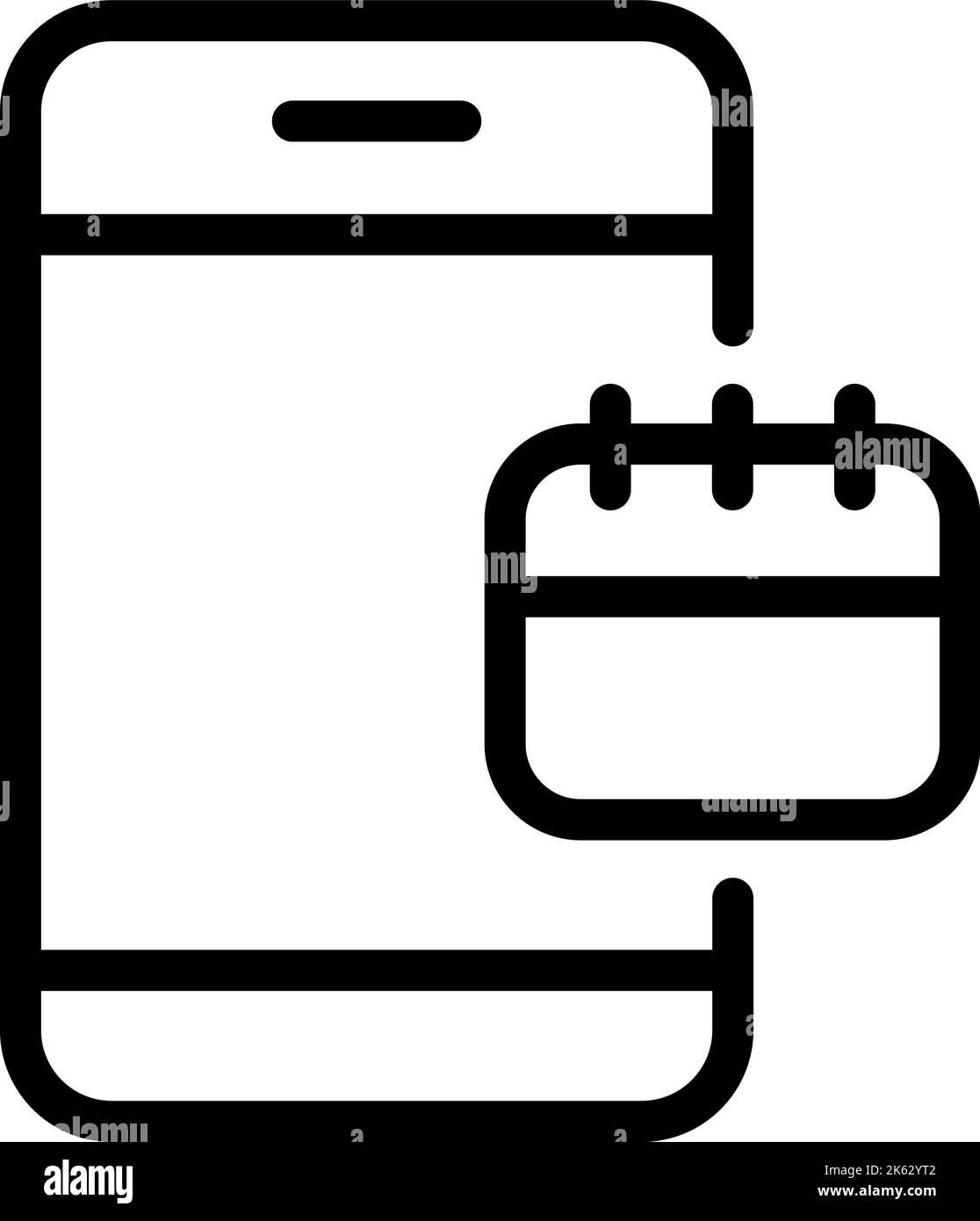 Vector Mobiltelefon mit Kalender-Logo-Symbol. Unterschreiben Sie wichtige Datum und Aufgabenliste Smartphone mit Event-Termin. Online-Terminkalender auf Handy Stock Vektor
