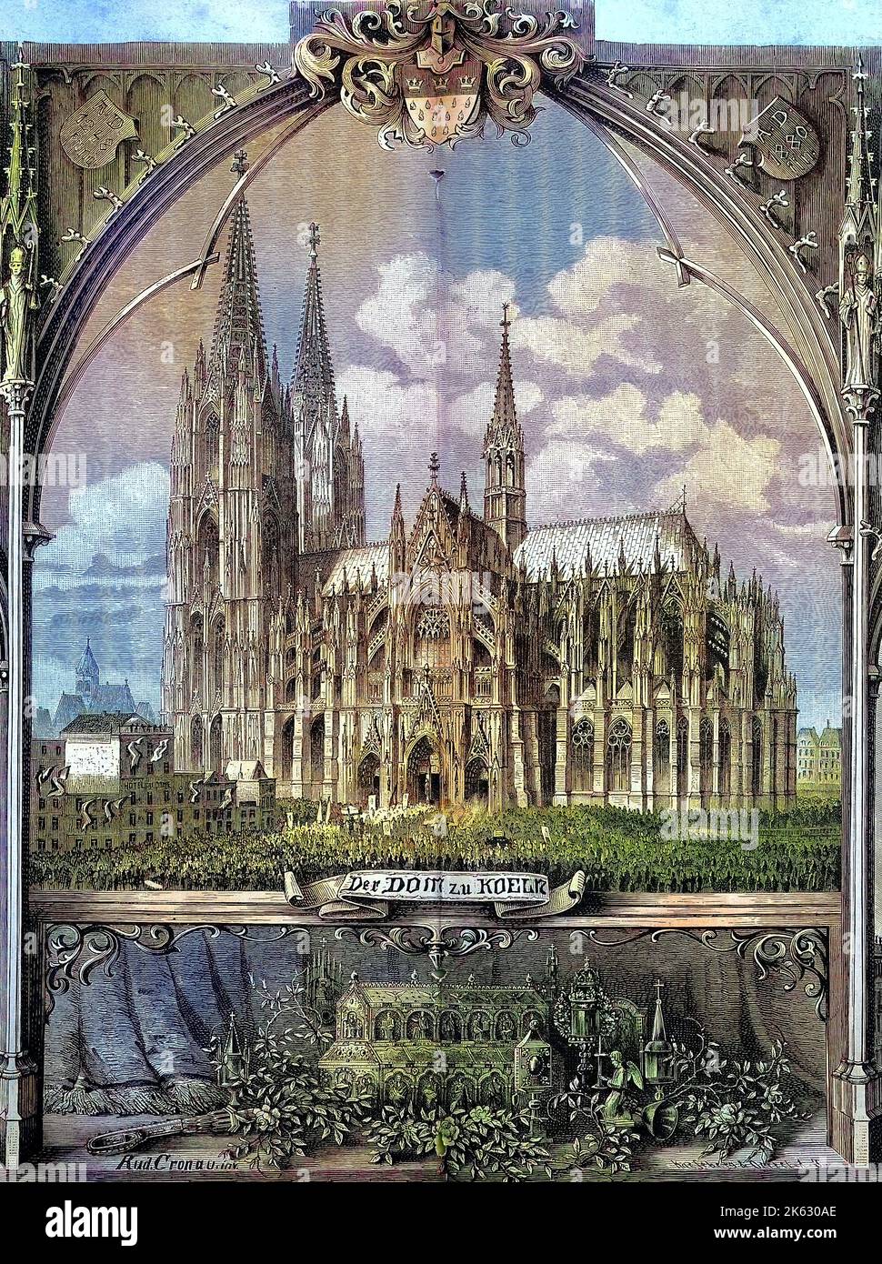 Kölner Dom, Köln, Deutschland / der Kölner Dom, Köln, Deutschland, ca. 1880, historisch, digital verbesserte Wiedergabe eines Originals aus dem 19. Jahrhundert / Digitale Produktion einer Originalanlage aus dem 19. Jahrhundert. Jahrhuntert, Stockfoto