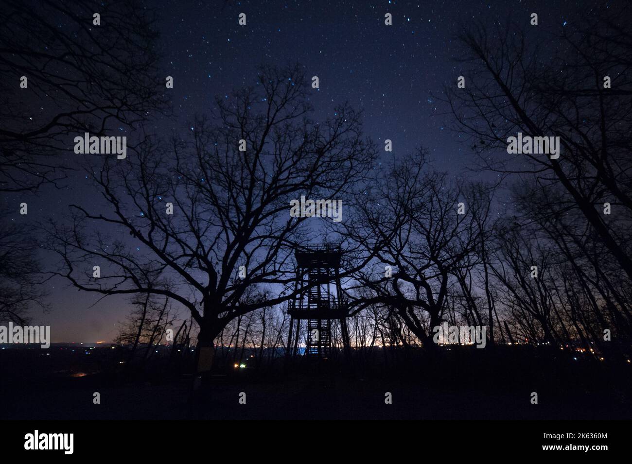Blue Mound, Wisconsin, Sternenhimmel im Winter Stockfoto
