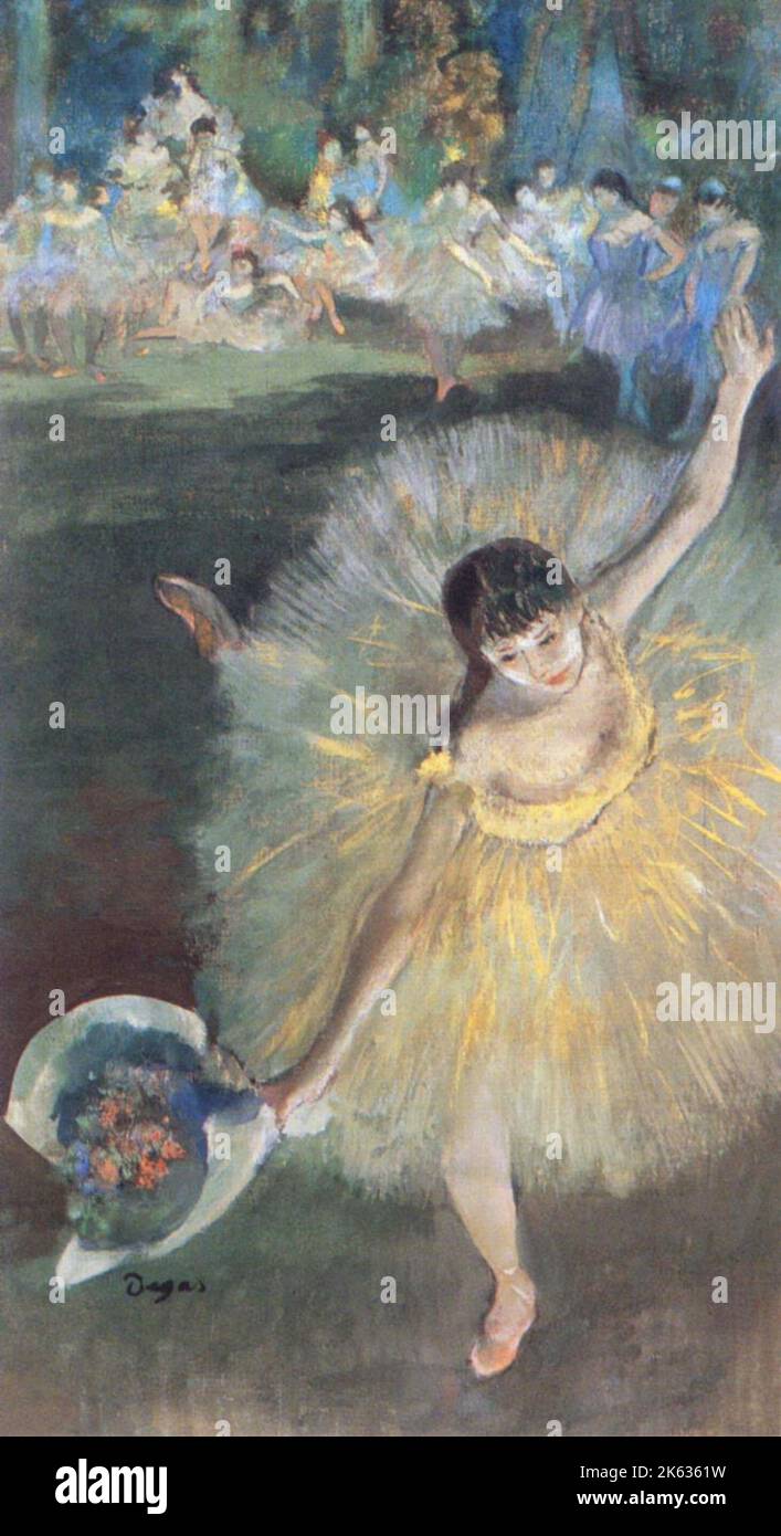 Fin d'Arabesque, mit Ballerina Rosita Mauri, 1877, Gemälde von Edgar Degas Stockfoto