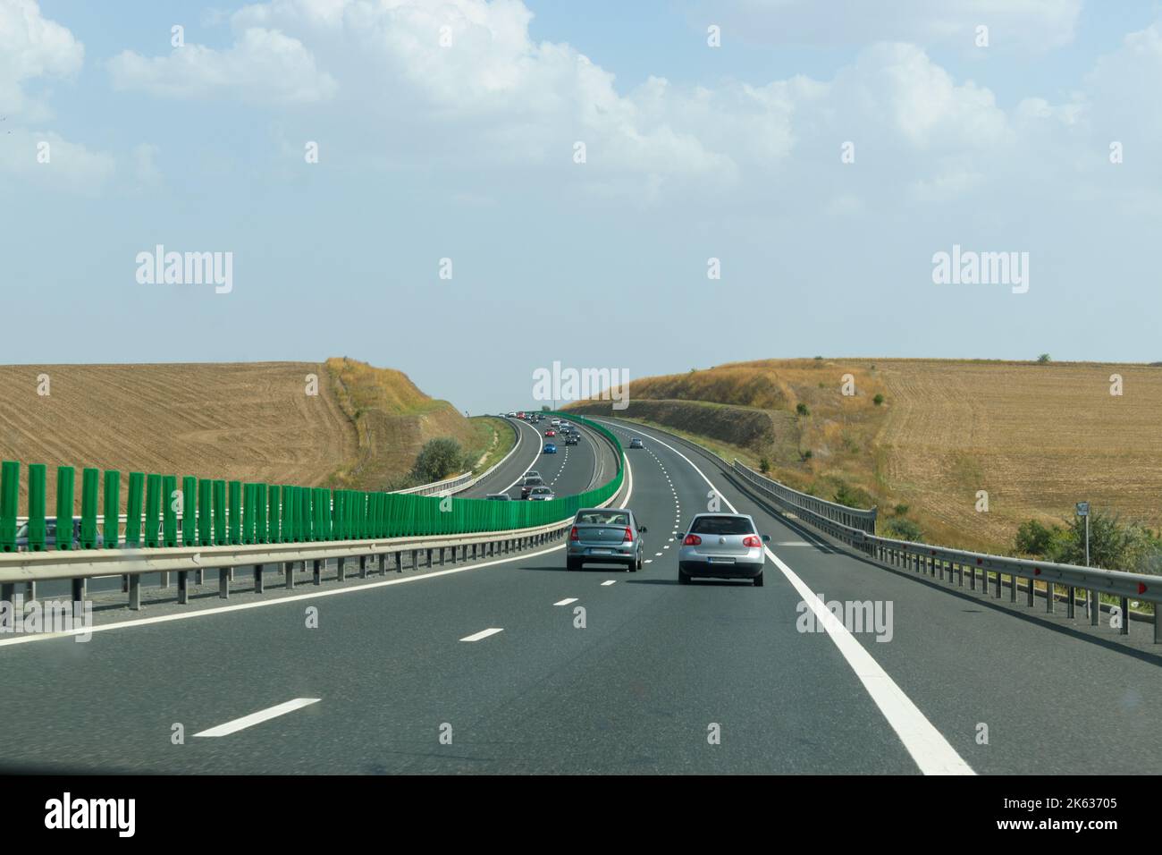 Der Sonnenweg (A2) in Rumänien an einem sonnigen Tag Stockfoto