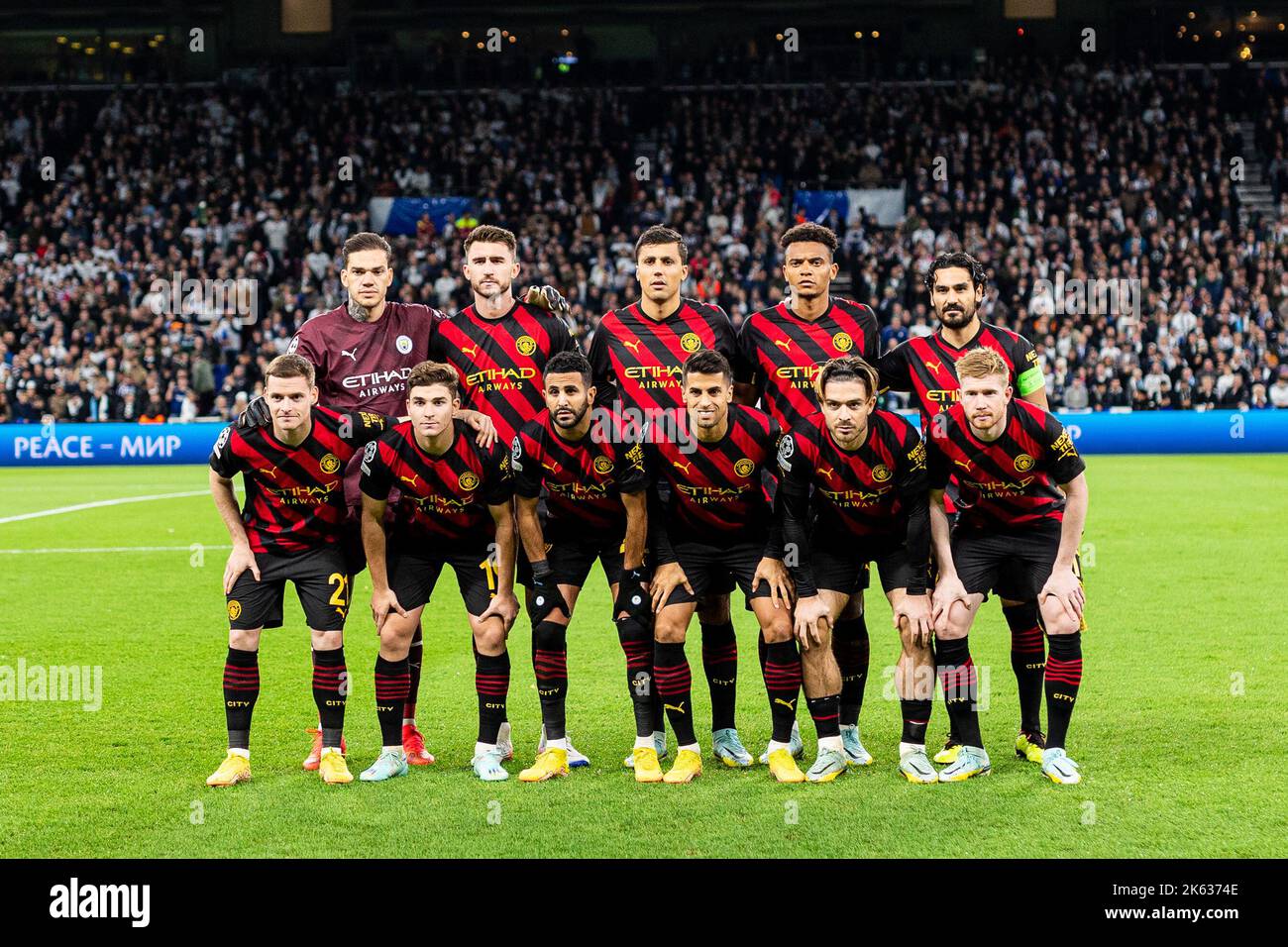 Kopenhagen, Dänemark. 11. Oktober 2022. Der Start-11 von Manchester City für das UEFA Champions League-Spiel zwischen dem FC Kopenhagen und Manchester City in Parken in Kopenhagen. (Foto: Gonzales Photo/Alamy Live News Stockfoto