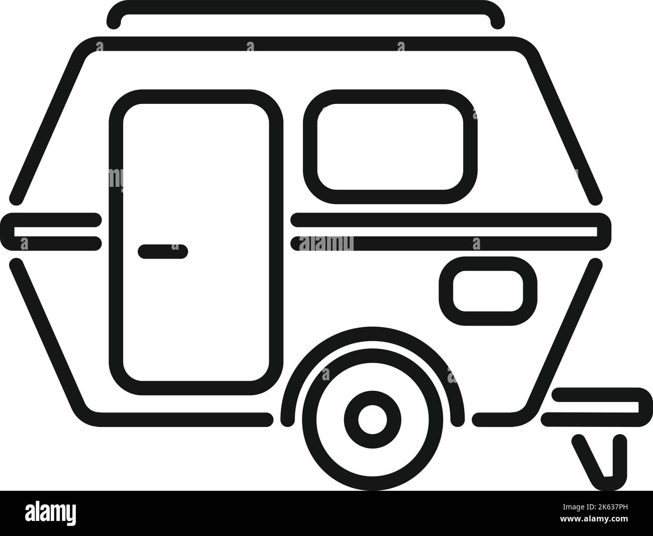 Vektor der Symbolumrisse für Wohnmobile. Auto-Anhänger. Camping-Reisen Stock Vektor