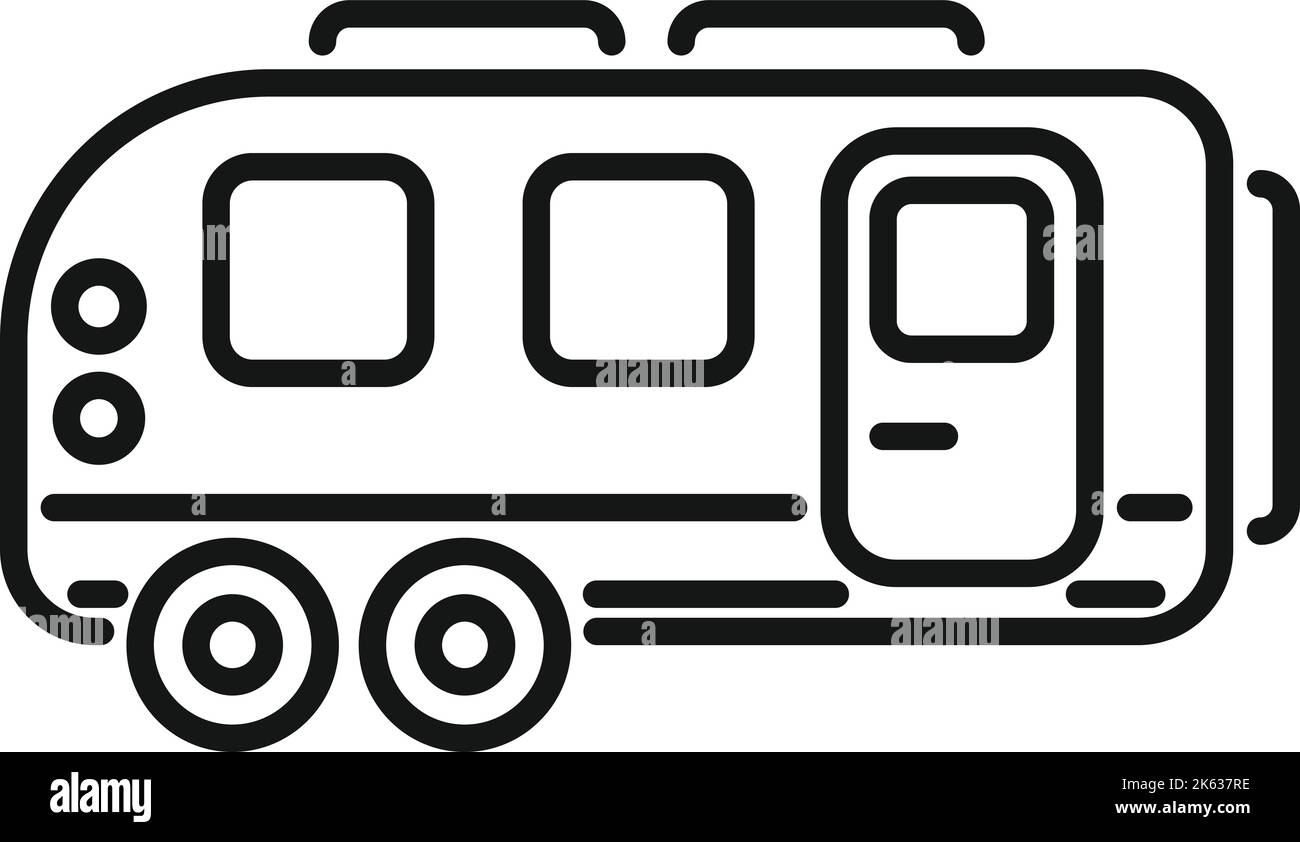 Vektor für die Umrissdarstellung des Camper-Caravans Auto Auto. Bus-Van Stock Vektor