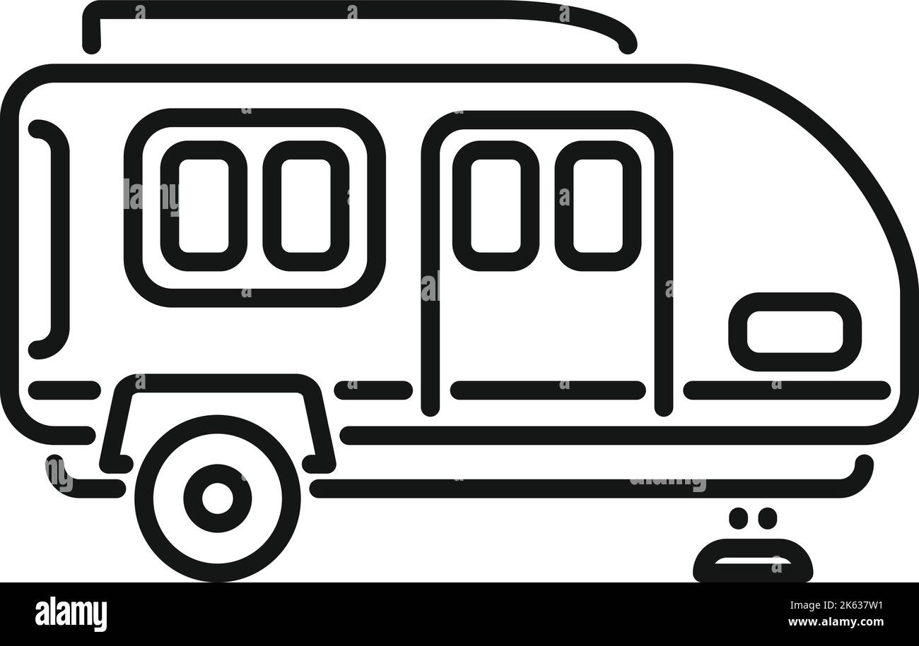 Bus Camper Symbol Umriss Vektor. Auto-Van. Zeltmotor Stock Vektor