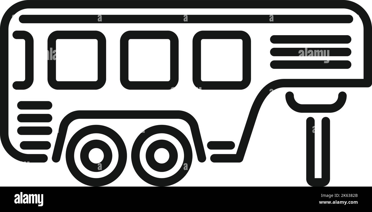 Große Wohnmobil Symbol Umriss Vektor. Wohnmobil-Wohnwagen. Auto-Bus Stock Vektor