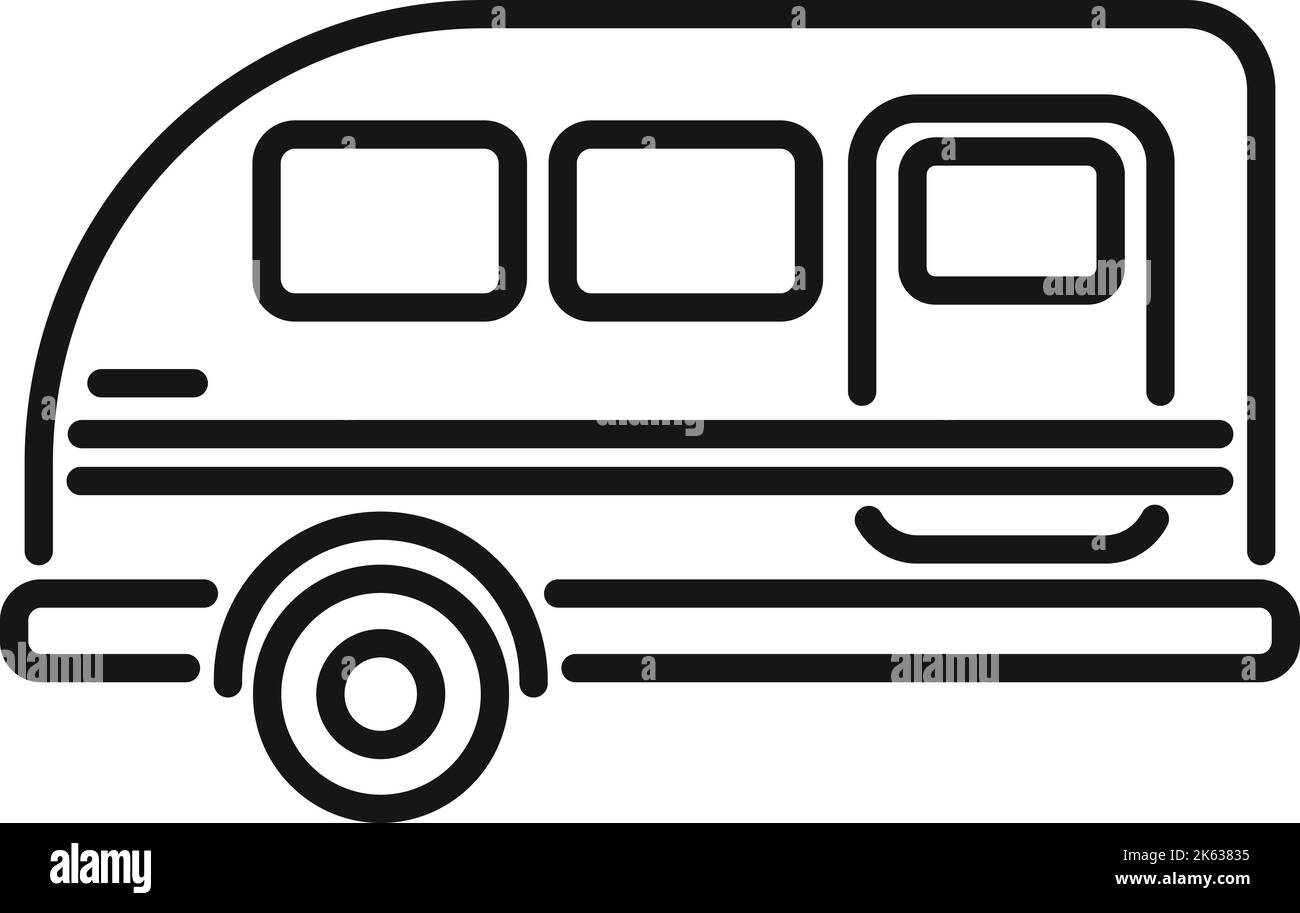 Grafik zum Umriss des Symbols „Surfen“. Auto-Van. Camping-Reisen Stock Vektor