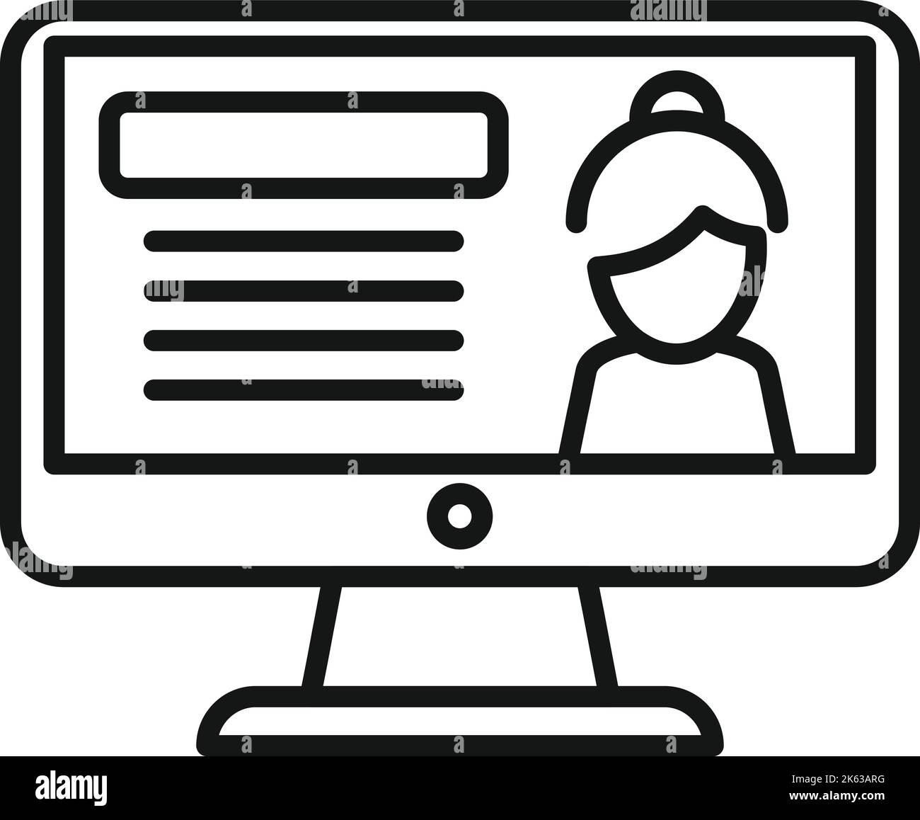 Umrissvektor für das Symbol für die Darstellung von Porträts. Kamera drücken. TV-Interview Stock Vektor