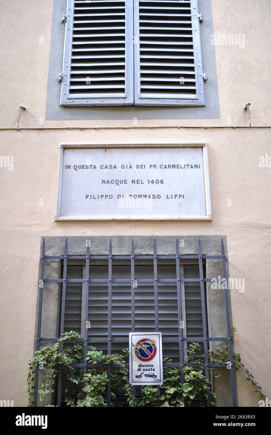 Casa Filippo Lippi - das Haus, in dem der Maler Fra Filippo Lippi in der Via d'Ardiglione in Florenz geboren wurde Stockfoto