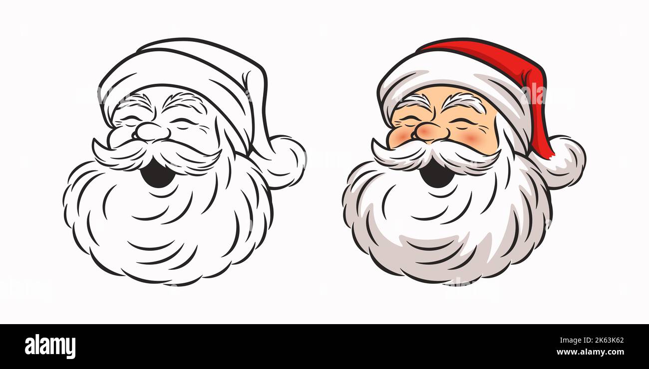 Vektor Hübsch Lustig Lächelnd Weihnachtsmann Kopf Symbol. Design-Vorlage für Weihnachten Frohe Weihnachten und Happy New Year Grußkarten, Aufkleber, Banner Stock Vektor