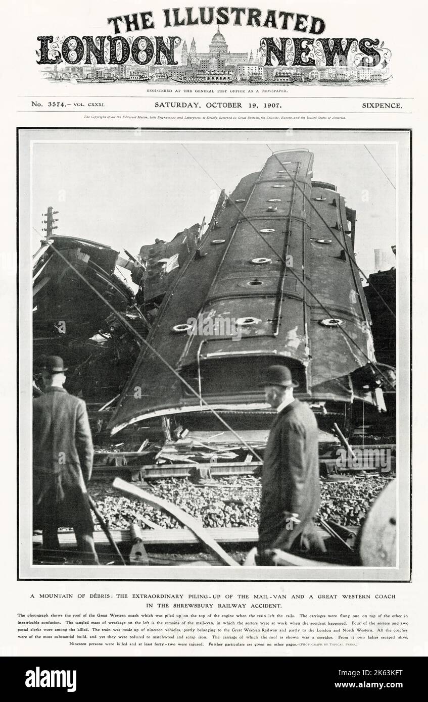 Eisenbahnunfall von Shrewsbury, der das Dach des Reisebusses der Great