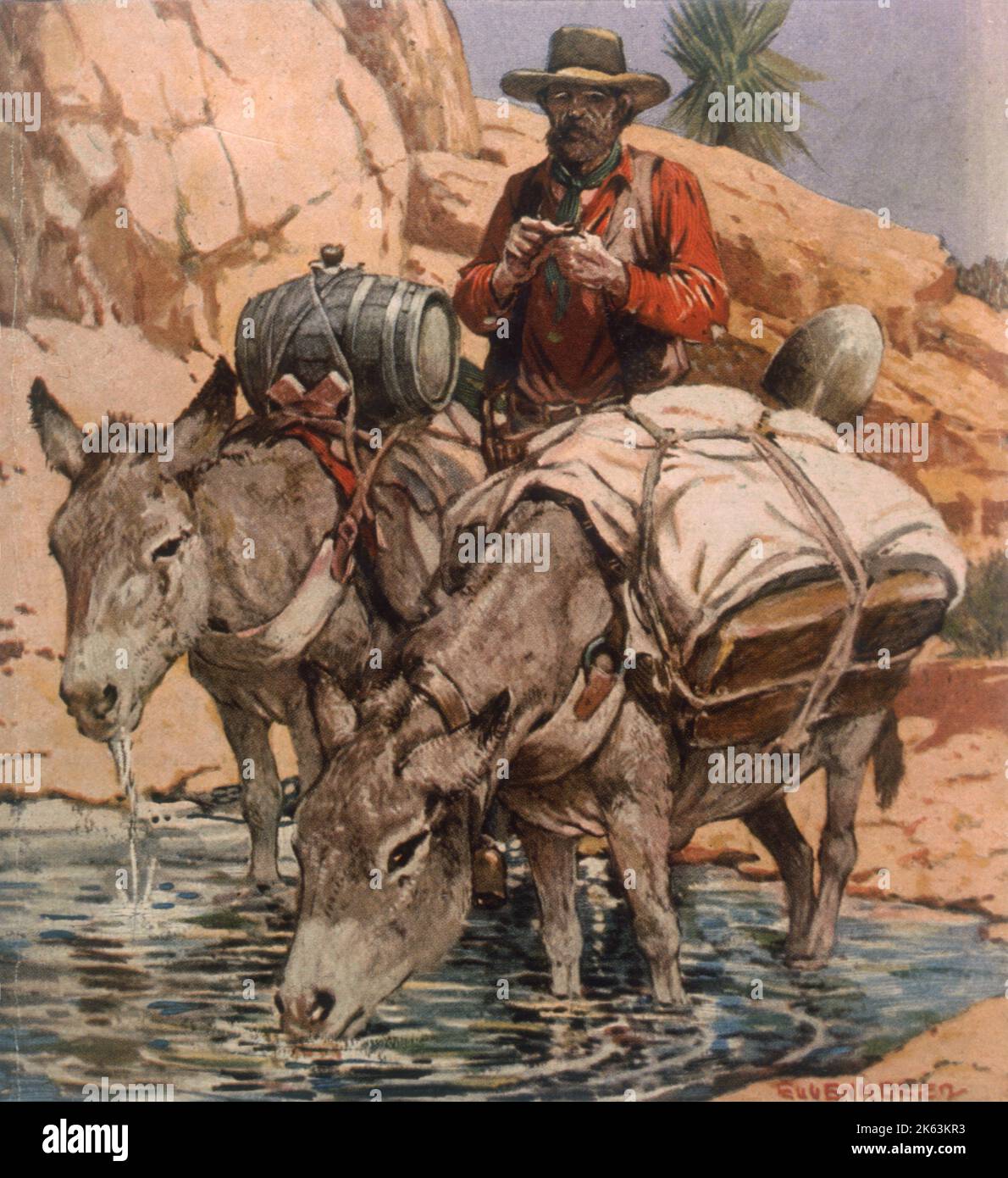 Ein Prospektor – Illustration zu „The Trail of Gold“ [W C Tuttle] Stockfoto