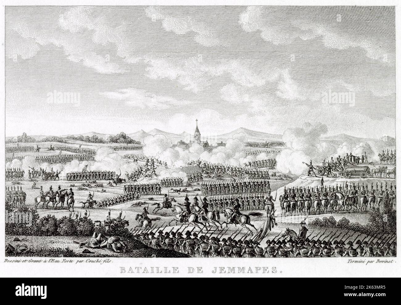 In der Schlacht von JEMAPPES besiegen die Franzosen unter Dumouriez die Österreicher unter Albert von Sachsen-Teschen Stockfoto