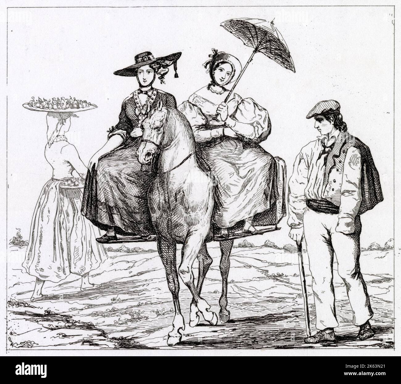 Männchen- und Frauenkostüme des Baskenlandes in Frankreich Stockfoto