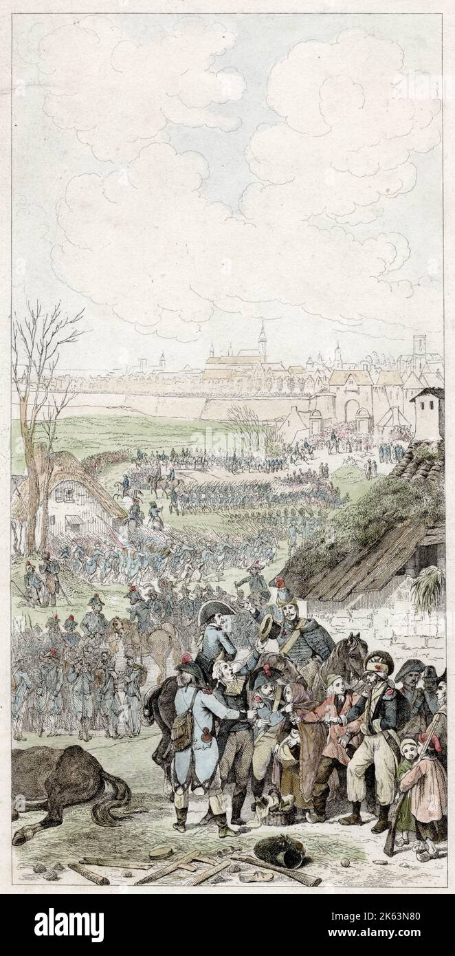 MONS, die französische Revolutionsarmee, betritt die Stadt Stockfoto