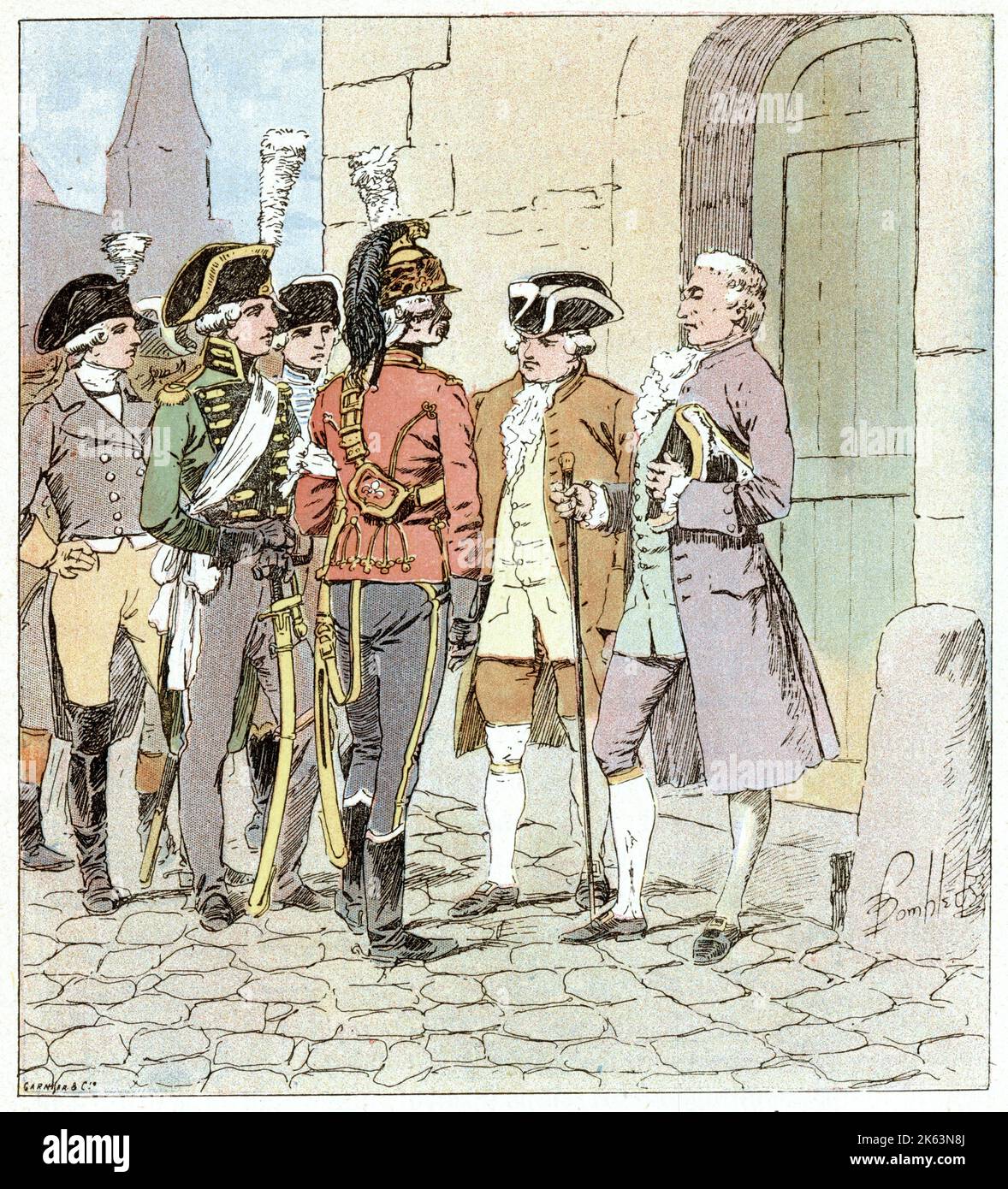 Französische Aristokraten melden sich freiwillig der Armee der Republik an Stockfoto