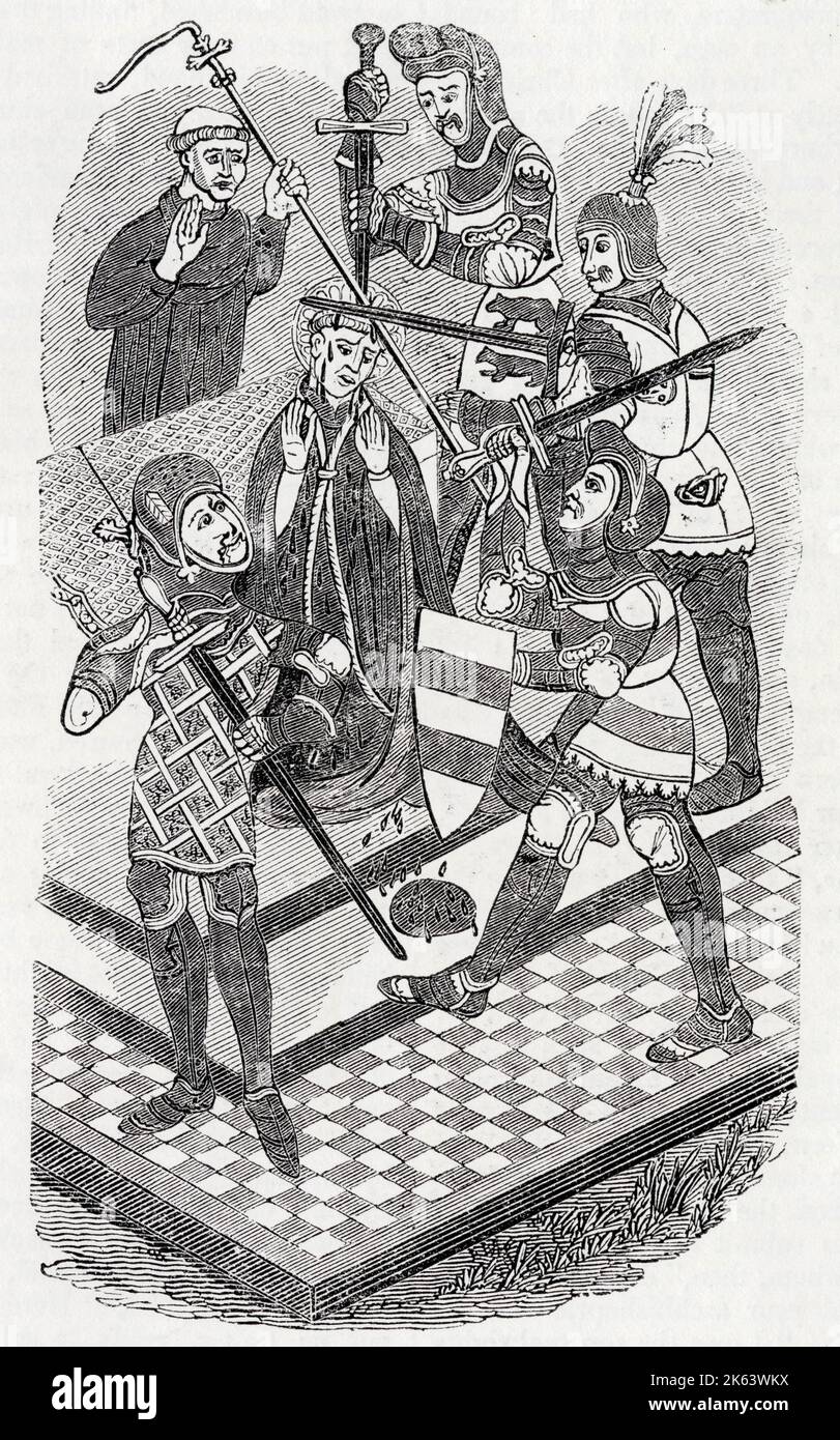 Thomas A Becket, Erzbischof von Canterbury, wird in der Kathedrale von Canterbury von vier Rittern ermordet, die glauben, dass sie die Wünsche von König Heinrich II. Erfüllen Stockfoto