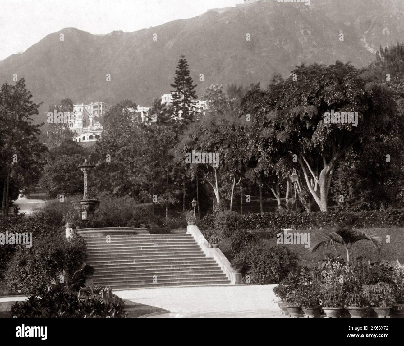 Öffentliche Gärten, Hongkong, ca. 1870er. Stockfoto