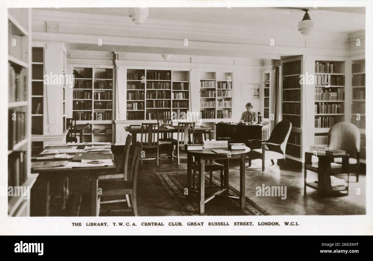 The YWCA - Central Club - Great Russell Street, London - The Library Datum: Ca. 1910s Stockfoto