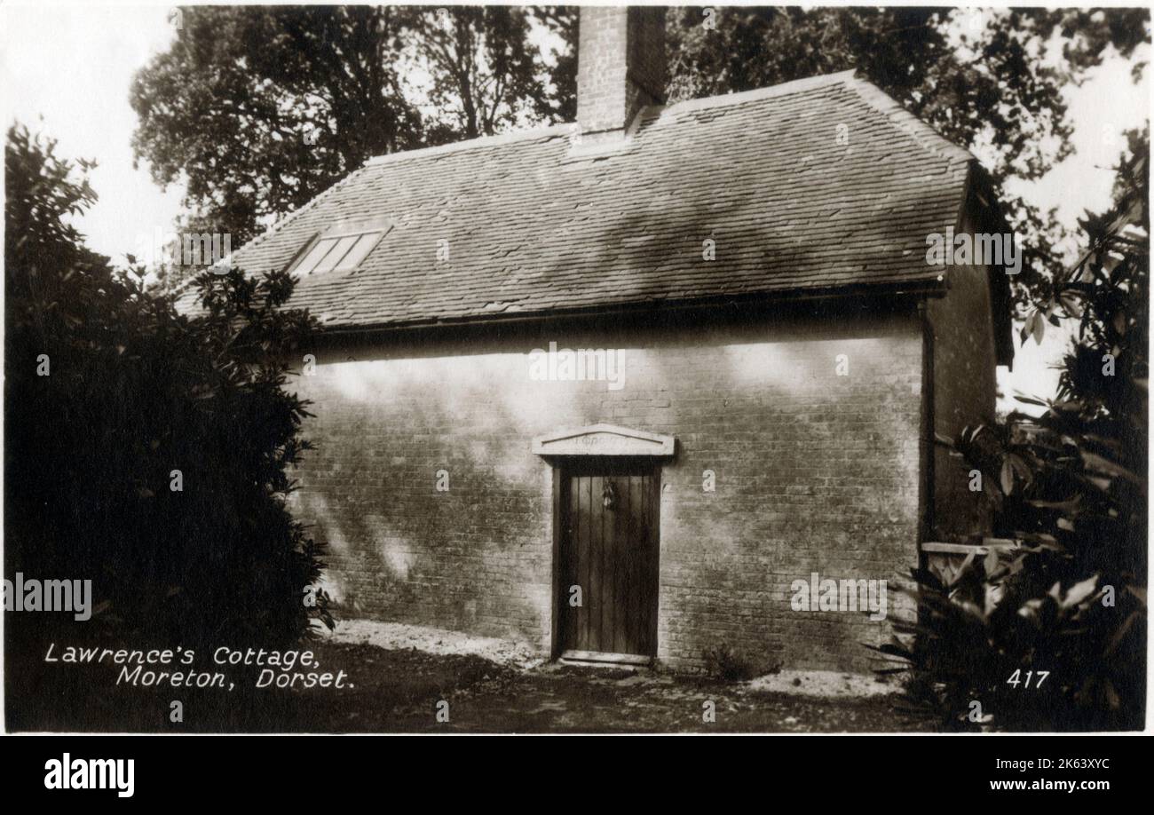 Das Haus in Clouds Hill, in der Nähe von Wool, Dorset, England, wo der britische Archäologe, Der Soldat, Geheimdienstoffizier und Schriftsteller Thomas Edward Lawrence (1888-1935), bekannt als Lawrence von Arabien, zog sich nach dem Verlassen der R.A.F. im Jahr 1935 zurück, kurz bevor er starb. Datum: Ca. 1920s Stockfoto