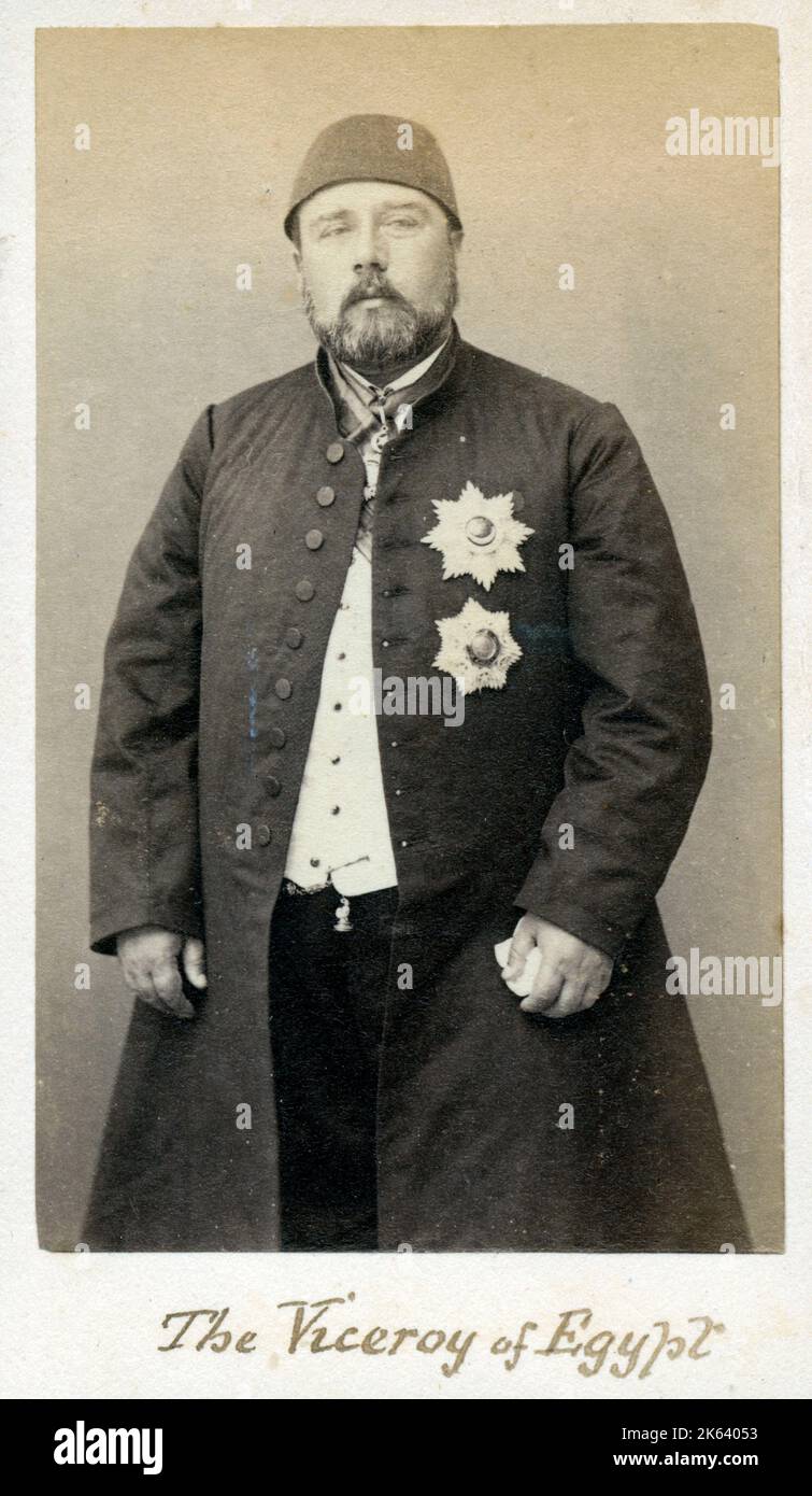 Ismail Pasha (1830-1895), der Vizekönig Ägyptens unter der osmanischen Oberschicht, 1863û79, dessen Verwaltungspolitik, insbesondere die Anhäufung einer enormen Auslandsverschuldung, maßgeblich zur britischen Besetzung Ägyptens im Jahr 1882 beigetragen hat. Stockfoto