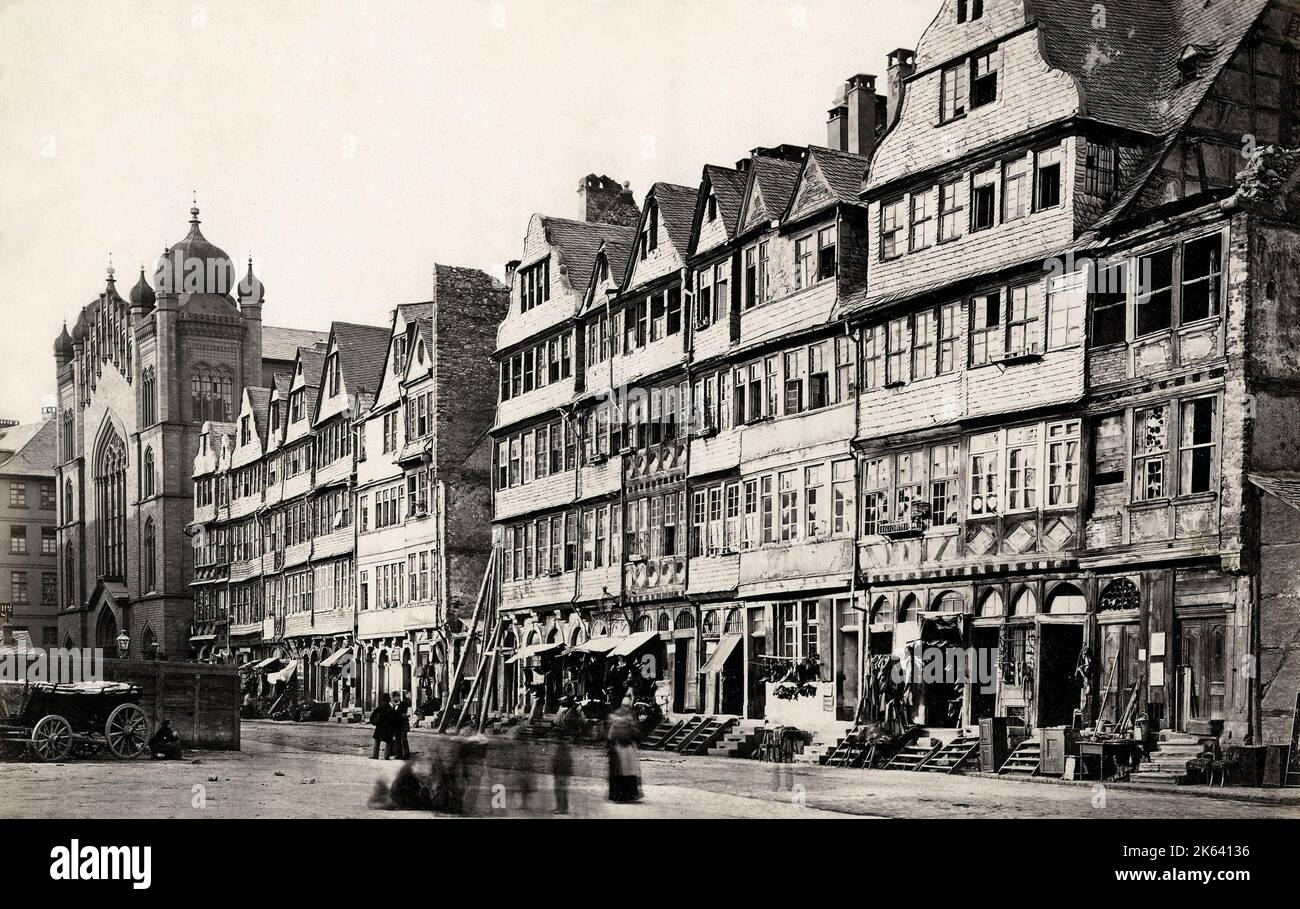 Vintage-Foto aus dem 19.. Jahrhundert: Jüdisches Viertel Frankfurt, Deutschland Stockfoto