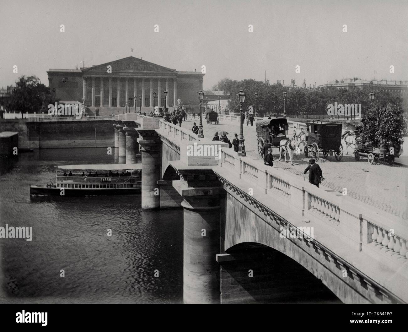 Vintage 19. Jahrhundert Foto: Concorde Brücke und Abgeordnetenkammer, französisches Parlament, Legislative, Paris Stockfoto