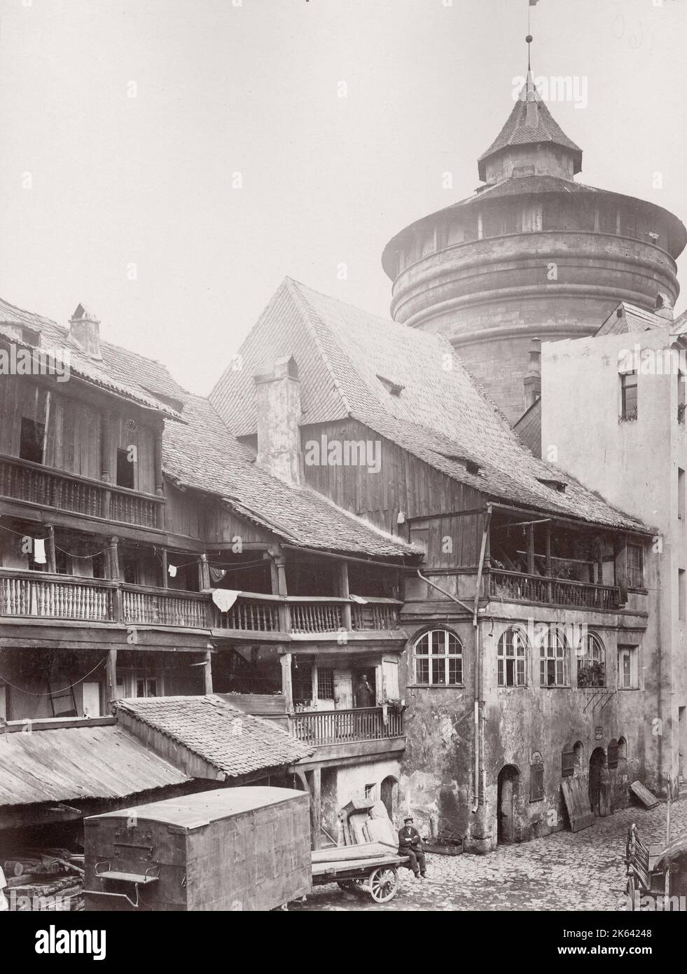 Tor in Nürnberg, Deutschland, Ende 19. Jahrhundert. Stockfoto