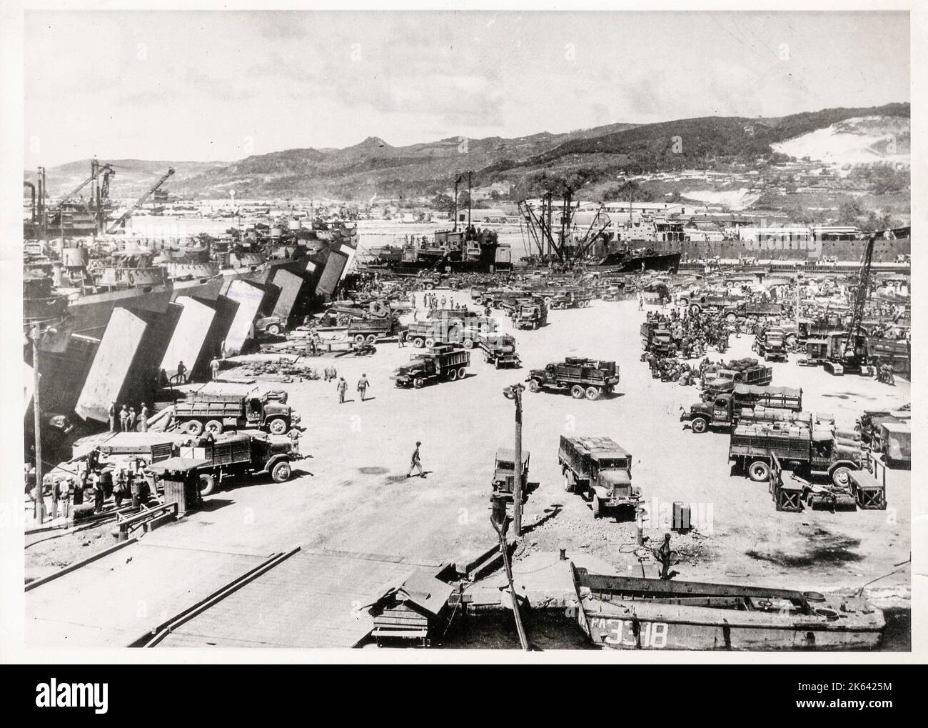 Vintage-Foto Zweiten Weltkrieg - Irrawaddy River Railhead Stadt Prome, heute Pyay nach der Befreiung 1945. Stockfoto