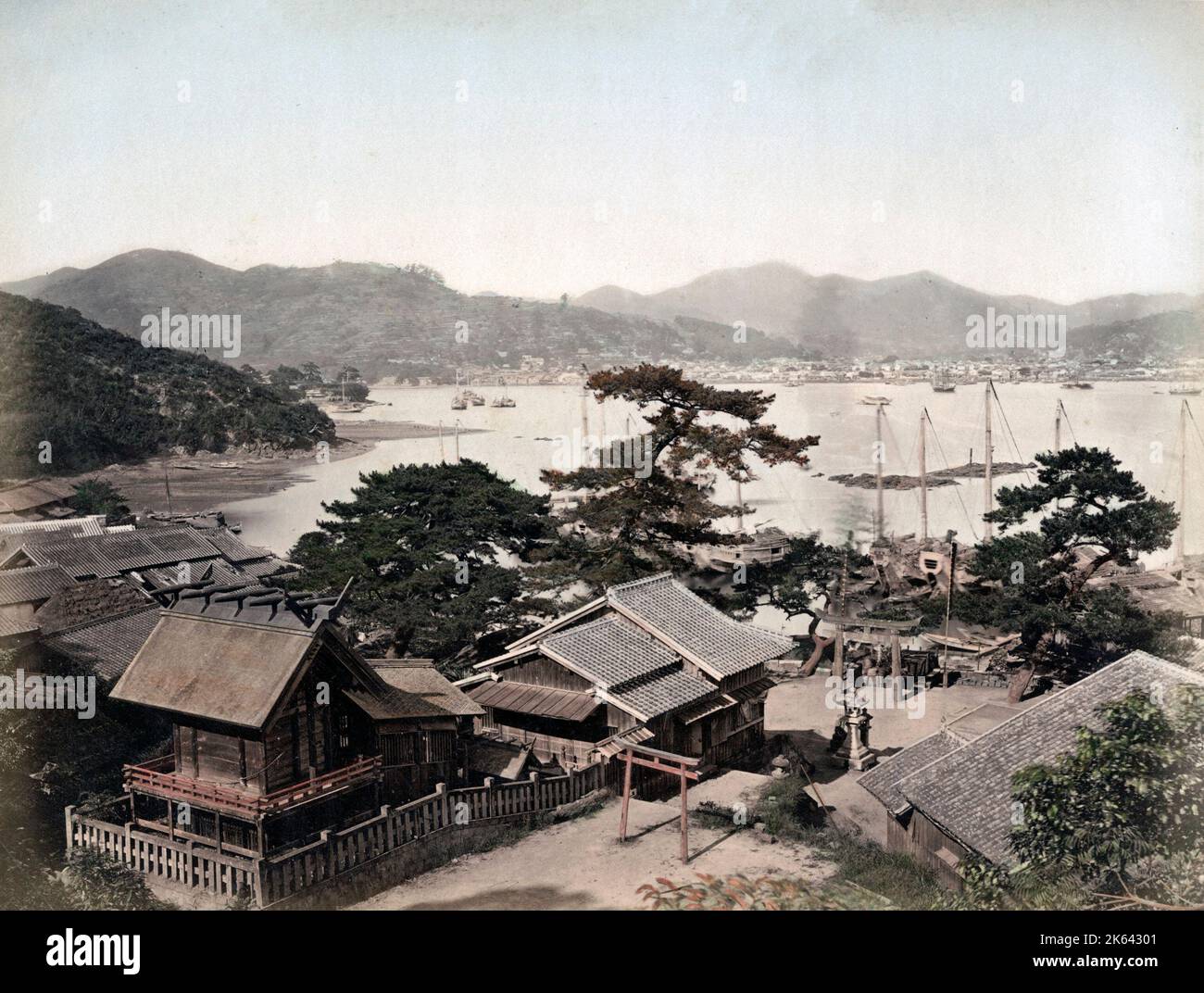 C. in 1880s Japan - Blick auf den Hafen von Nagasaki Stockfoto