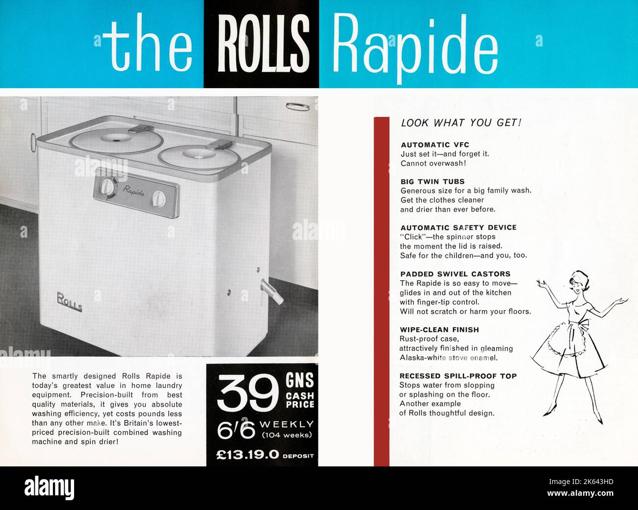 Die Waschmaschine Rolls Rapide Twin – sehen Sie, was Sie bekommen! Ein Schnäppchen für 39 Guineas! Stockfoto