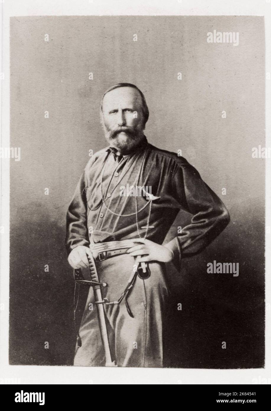 Vintage 19. Jahrhundert Foto: Giuseppe Maria Garibaldi war ein italienischer General, Patriot und Republikaner. Er trug zur Vereinigung Italiens und zur Gründung des Königreichs Italien bei. Stockfoto
