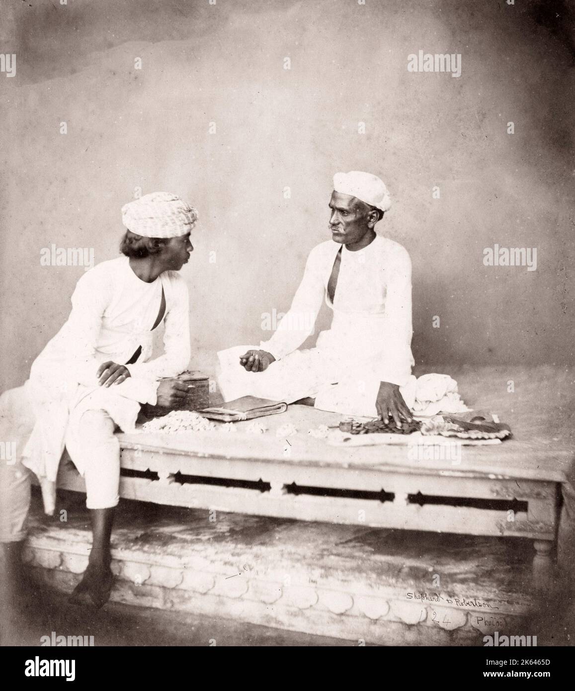 19 Vintage foto Indien - geldwechsler Stockfoto