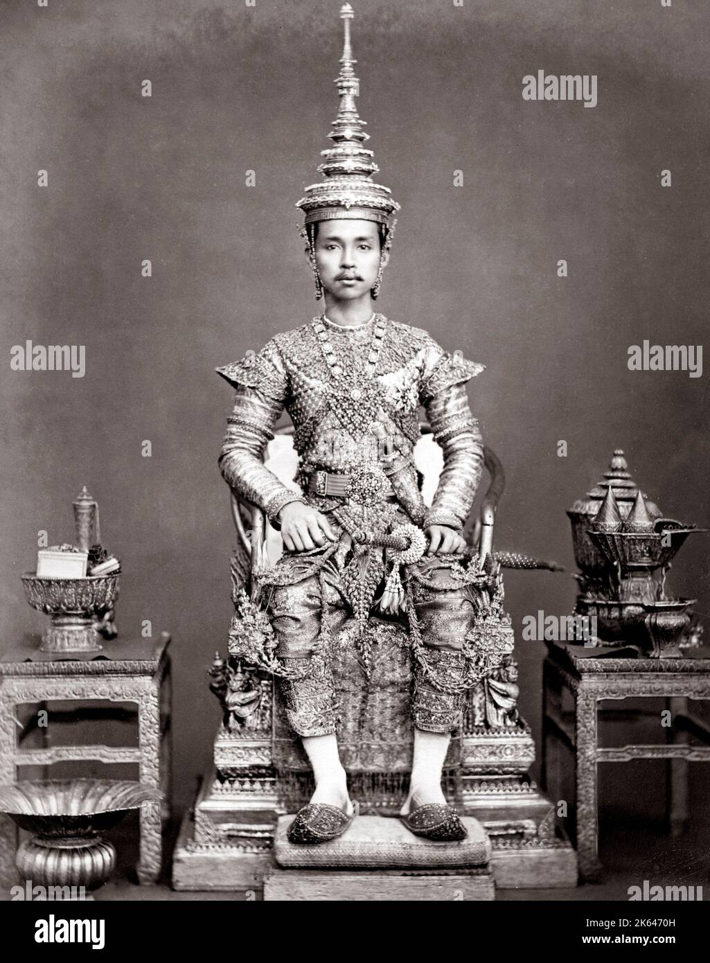 C 1873 Südostasien - Thailand Siam Chulalongkorn, König Rama V Krönung Stockfoto